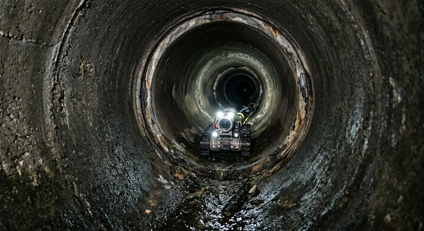 Robotic sewer camera inspecting pipe interior for Drain Snake Service in El Cerro Mission